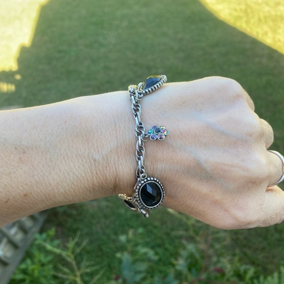 Floral Black Stone charm bracelet Apostrophe New in box - Picture 10 of 11